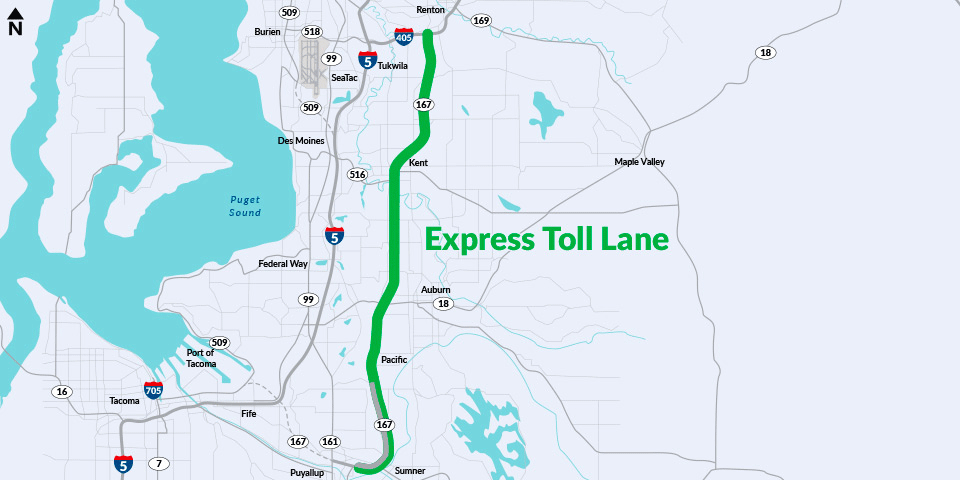 Footprint of the SR 167 express toll lanes